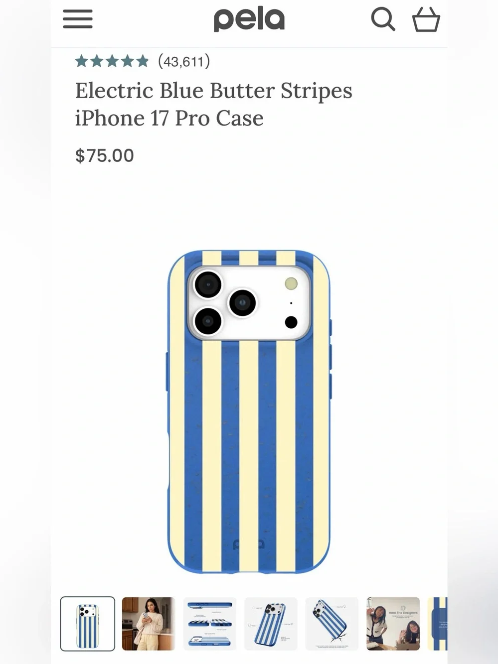 Blue & Butter Yellow Stripe iPhone 17 pro Case